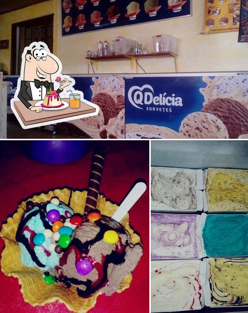 Fatima's bar e sorveteria oferece uma escolha de sobremesas