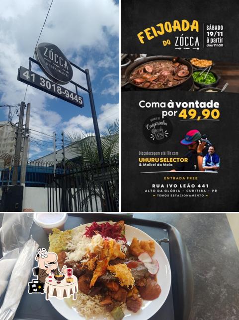 A imagem da comida e exterior no Zócca Restaurante