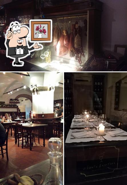 This is the picture depicting interior and wine at Il Santo Bevitore