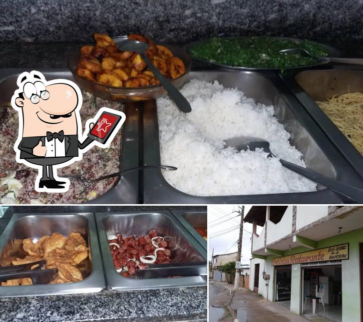 Esta é a ilustração apresentando exterior e comida no Delícias Restaurante