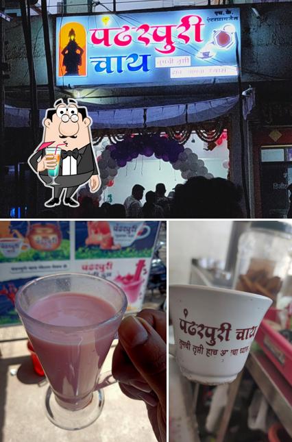 The image of Pandharpuri chai’s drink and interior