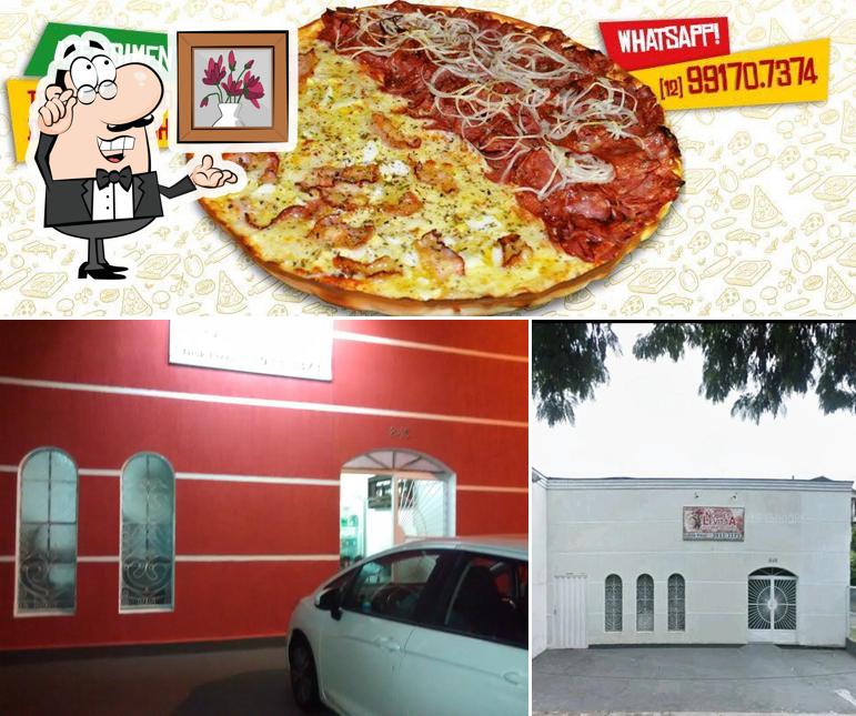 Dê uma olhada a imagem apresentando interior e pizza no Nobres Levitta Pizzaria Delivery