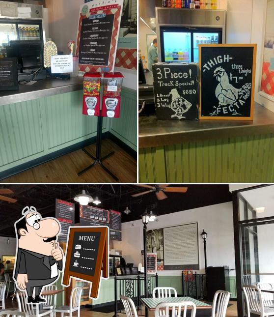 Check out the image displaying blackboard and interior at Hattie's Restaurants Wilton