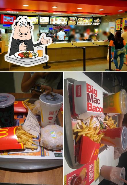 A imagem do McDonald's’s comida e interior