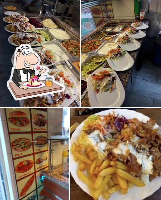 Amed Döner Kebabhaus serviert eine Auswahl von Desserts 