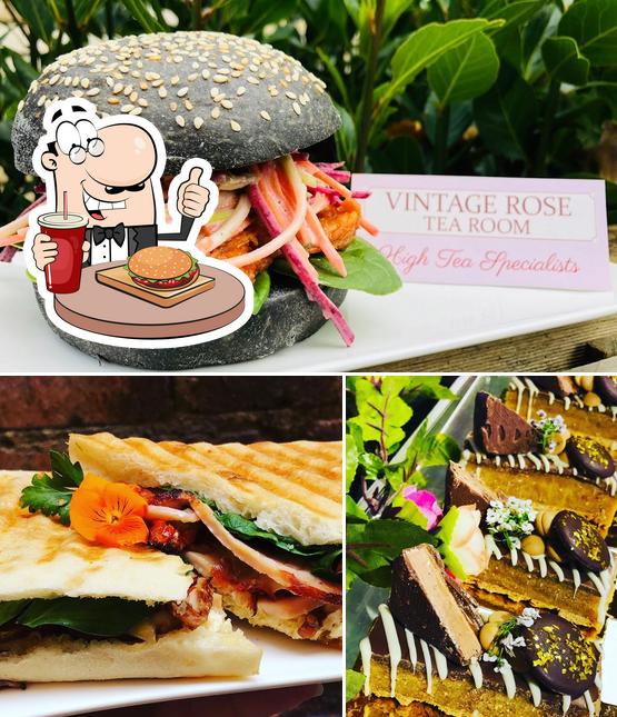 Order a burger at Vintage Rose Tea & Coffee House, High Tea Specialists