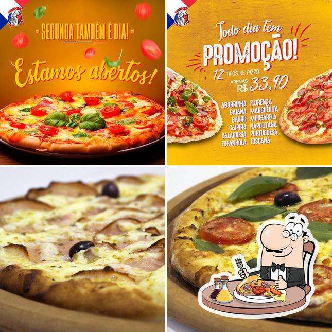 Escolha diferentes variedades de pizza