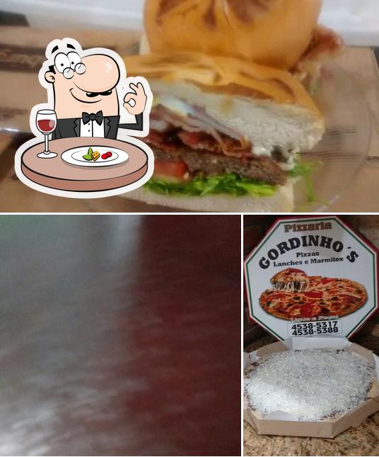 Entre diversos coisas, comida e exterior podem ser encontrados no Gordinho Pizzaria e Lanchonete