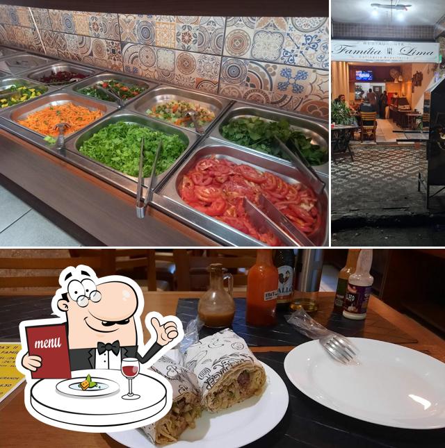 Confira a foto ilustrando comida e interior a Restaurante Família Lima