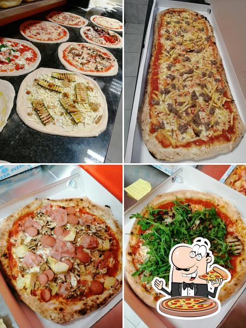 Bestellt verschiedene Variationen von Pizza