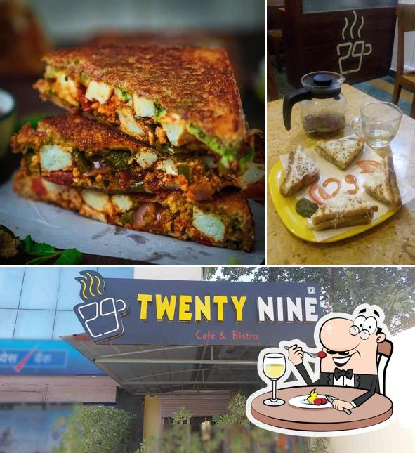 This is the picture displaying food and exterior at Twenty Nine