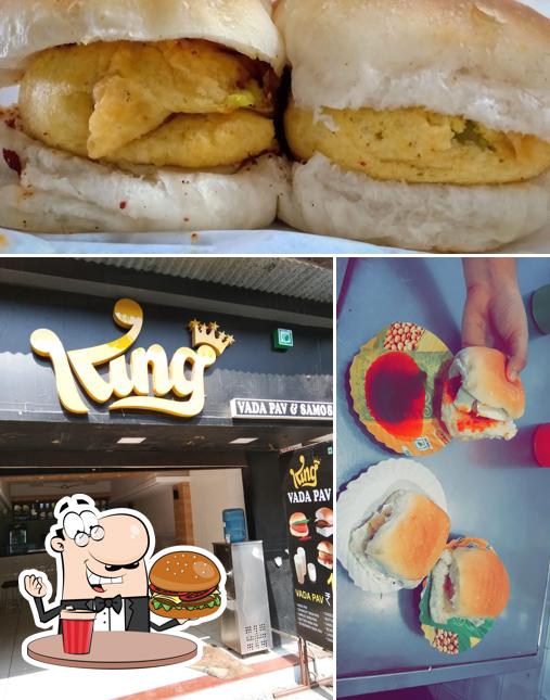 Order a burger at King Vadapav & Samosa Tithal Road