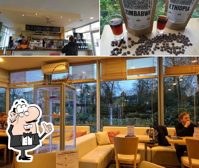 Взгляните на это фото, где видны внутреннее оформление и напитки в Mr. Coffee - kavárna, pražírna a prodejna kávy