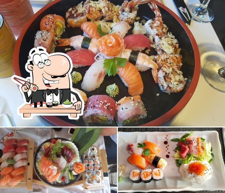 Sushi-Rollen werden von Mode Sushi serviert