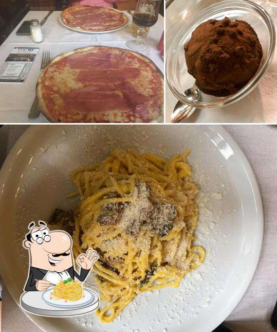 Espaguetis a la carbonara en Galleria Sciarra