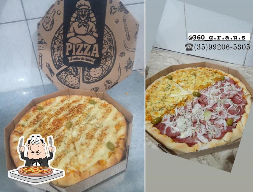 No Pizzaria & lanchonete 360 GRAUS, você pode desfrutar de pizza
