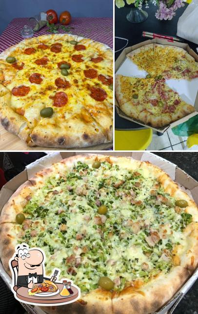 Escolha pizza no Donna Bella Pizzaria e Esfiharia