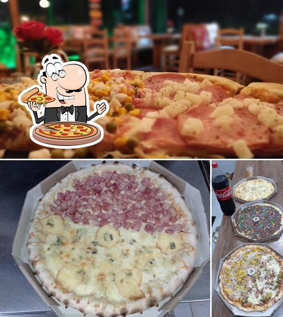 Escolha pizza no Pizzaria Harmel