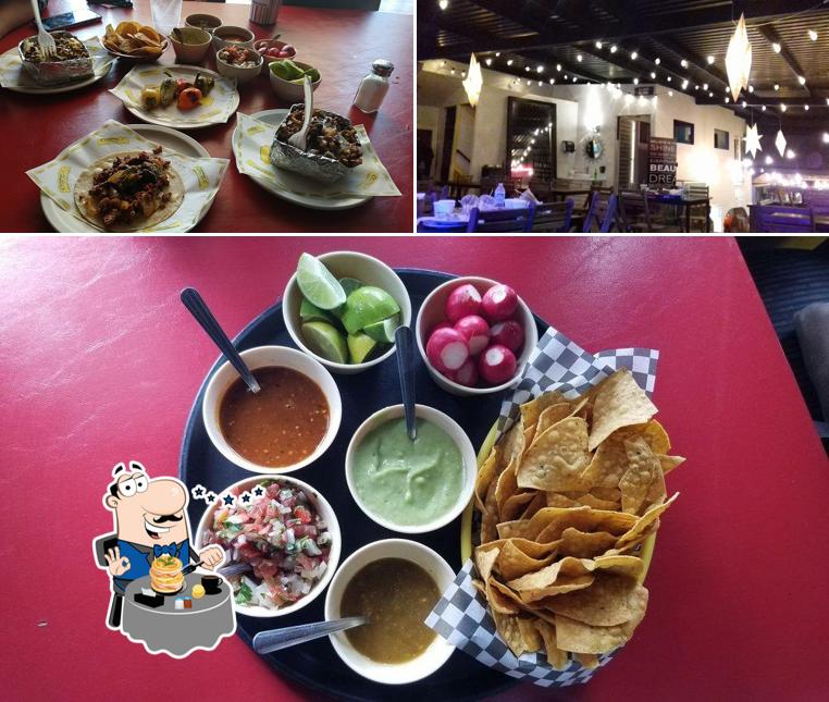 Among various things one can find food and interior at Los Carbones Restaurante Tacos