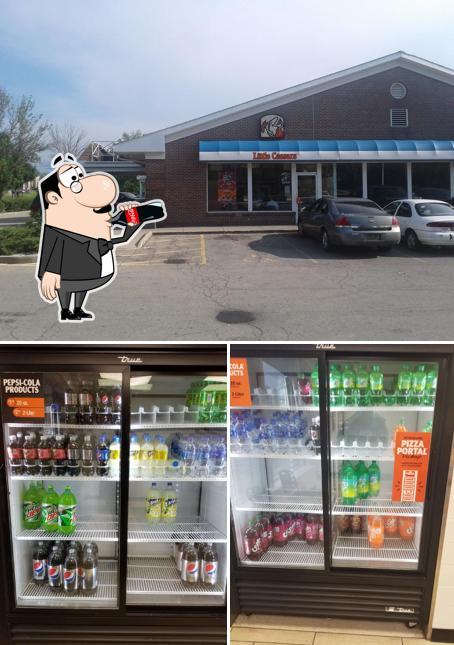 Little Caesars Pizza is distinguished by drink and exterior