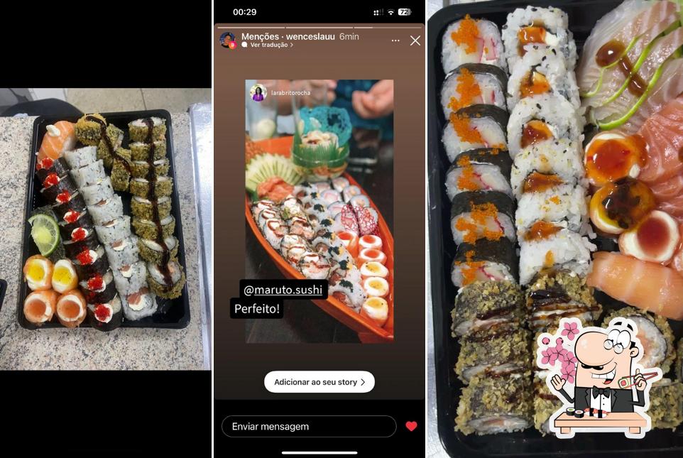 Rolos de sushi são servidos no Maruto sushi