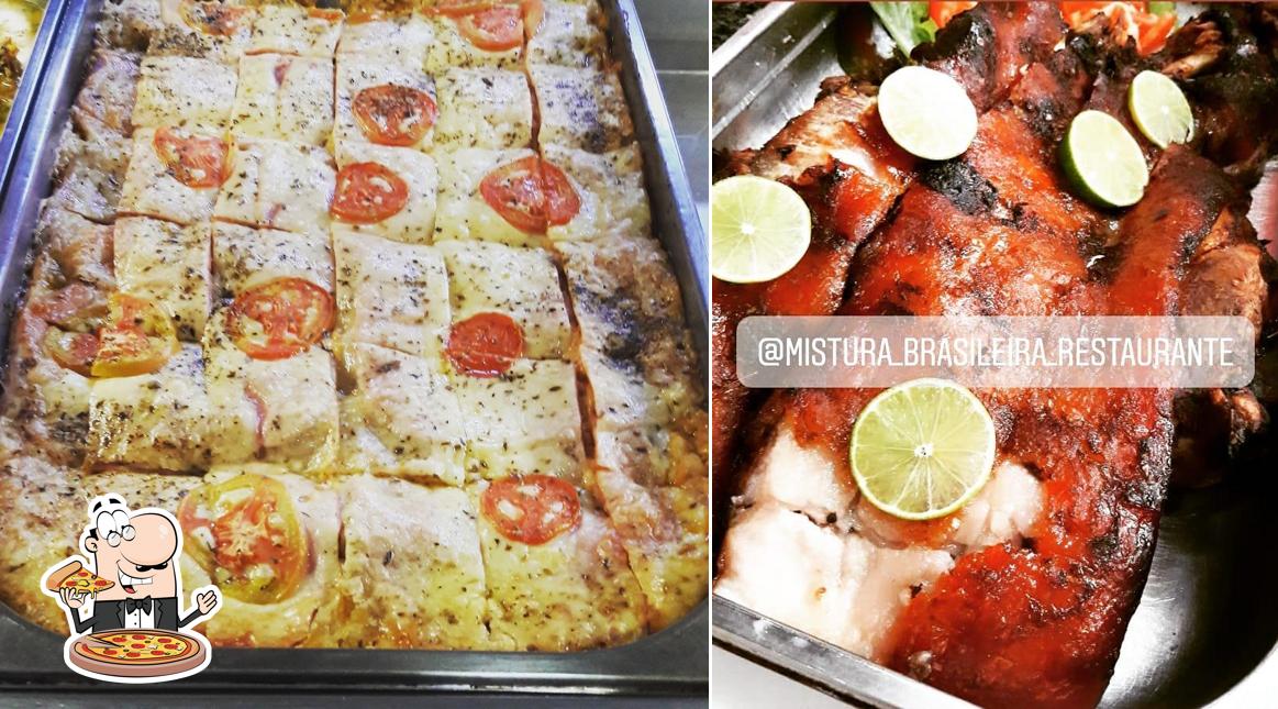 Experimente pizza no Mistura Brasileira Restaurante