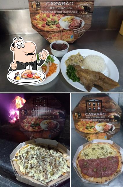 Escolha pizza no Casarão Três Geraldo - Pizzaria e Restaurante