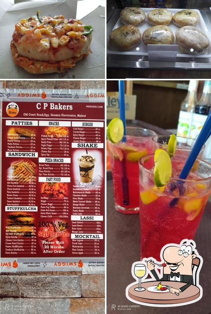 This is the picture depicting food and drink at C.P. Bakers