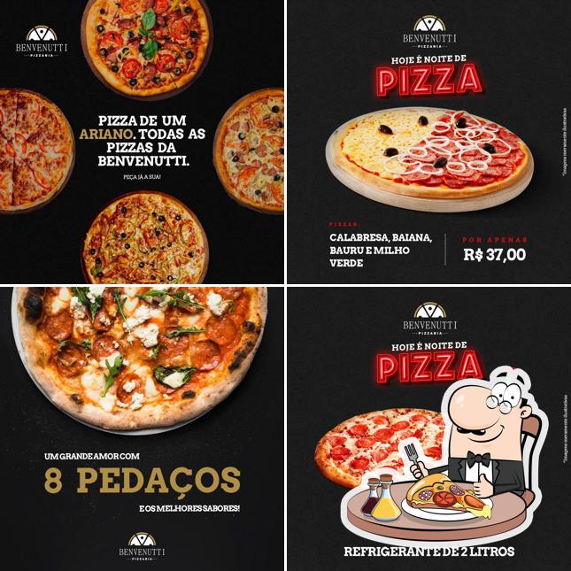 Experimente pizza no Pizzaria Benvenutti