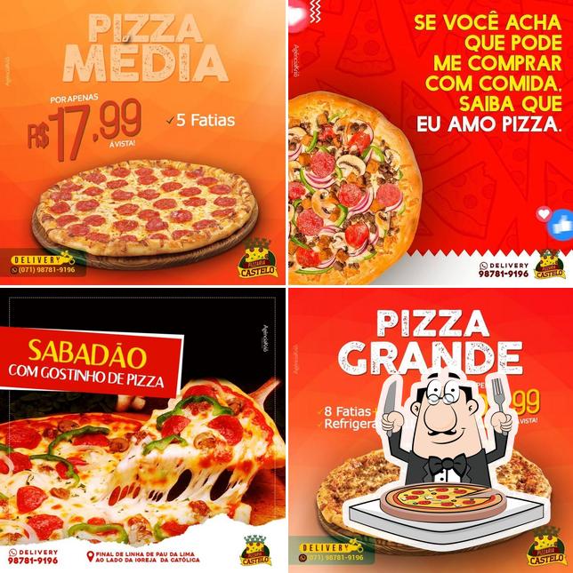 Escolha pizza no Pizzaria Castelo