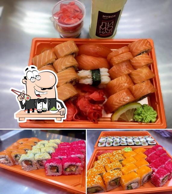 В "MYBOX - суши-маркетах, wok-кафе, доставка" попробуйте суши и роллы
