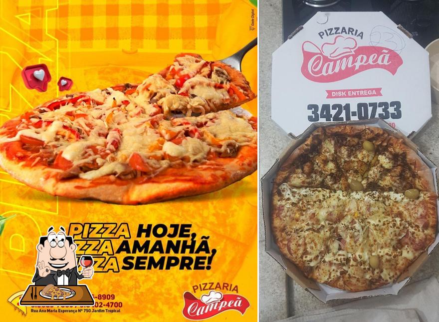 Experimente pizza no Pizzaria Campeã