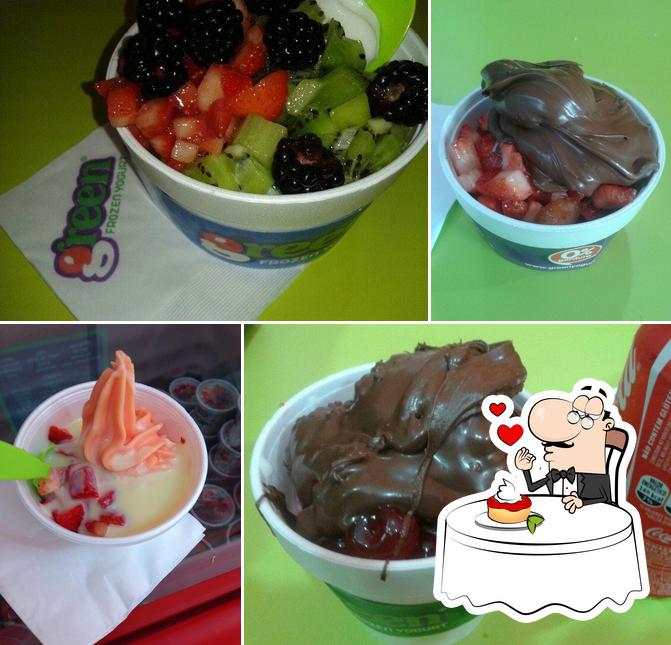 Green Frozen Yogurt provê uma seleção de sobremesas