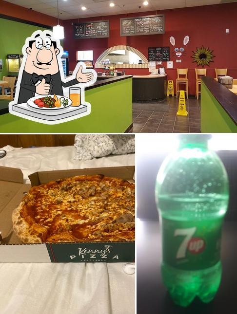 Parmi les diverses choses de la nourriture et la bière, une personne peut trouver sur Kennys Pizza