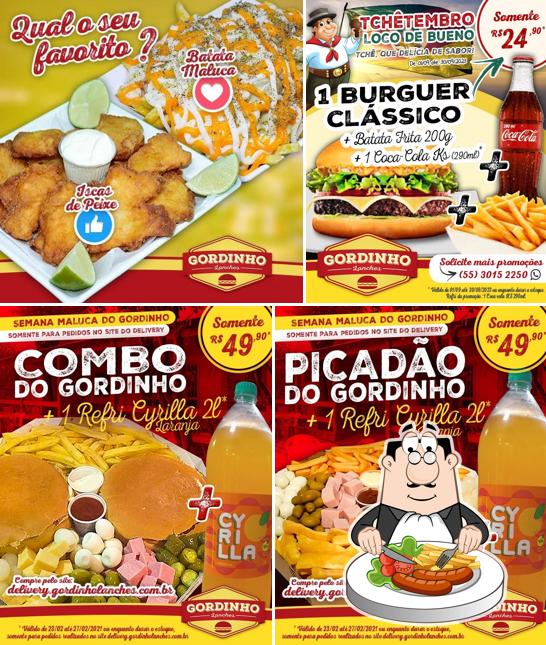 Esta é a imagem ilustrando comida e bebida no Gordinho Lanches sm