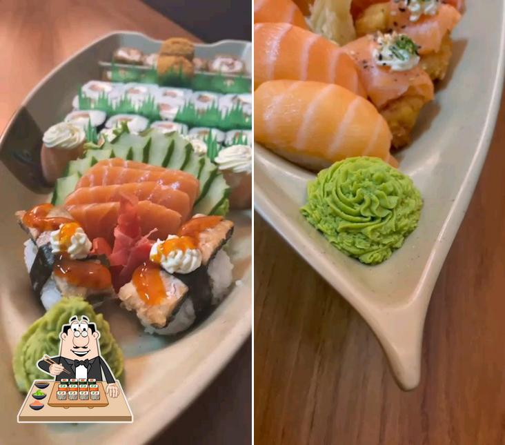 Rolos de sushi são disponibilizados no Hyuuka Sushi