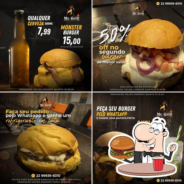 Consiga um hambúrguer no Mr. Grill Brasaria