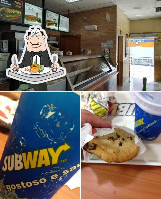 A ilustração do Subway’s comida e cerveja