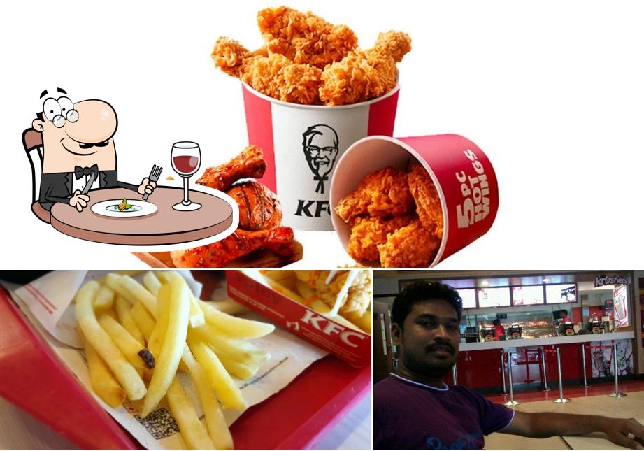 The image of food and bar counter at KFC