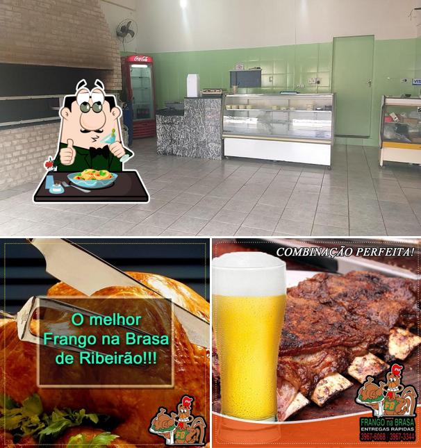 A imagem da comida e interior a Frango Na Brasa