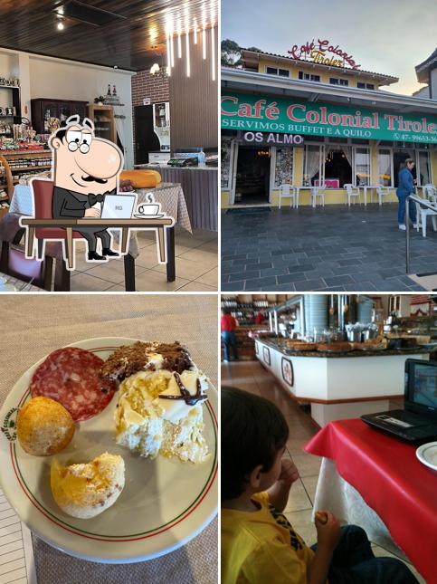 Sente em uma das mesas no Café Colonial do Tirolez - Itapema