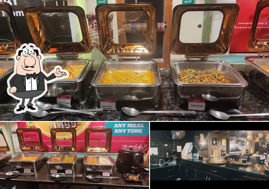 This is the photo displaying interior and food at Buffet hut