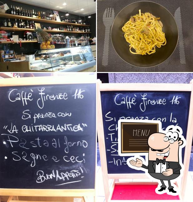 L’image de la tableau noir et nourriture concernant Caffe Firenze Centosedici