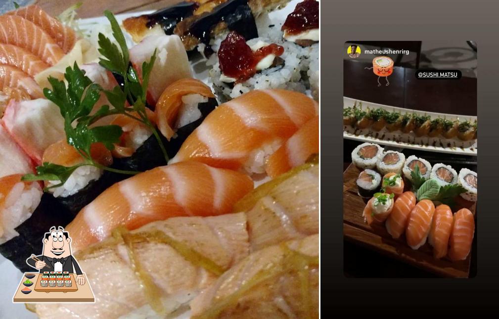 Rolos de sushi são servidos no Sushi Matsu