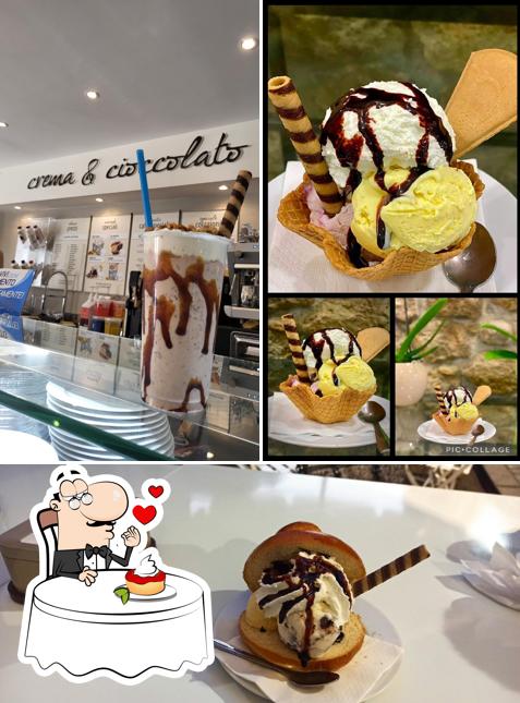 Gelateria Caffetteria Crema & Cioccolato offre un'ampia varietà di dessert