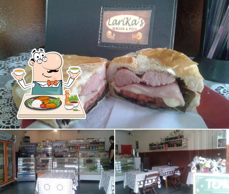 Dê uma olhada a foto mostrando comida e interior a Larika´s Padaria & Hamburgueria