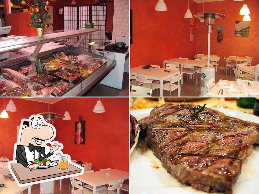 Tra le varie cose da Braceria I Sapori di Un Tempo si possono trovare la cibo e interni