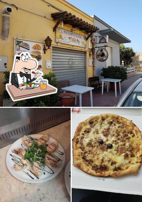 Dai un’occhiata alla foto che presenta la cibo e esterno di L'Antica Pizzeria