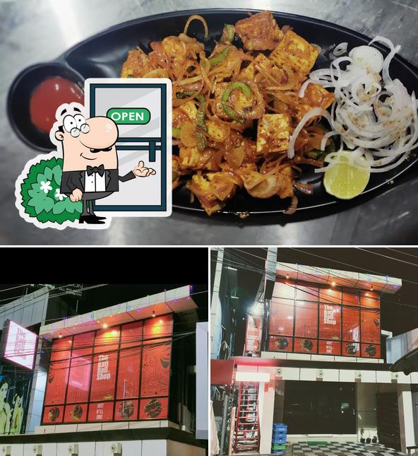 Take a look at the picture showing exterior and dessert at The Kati Roll Shop- Trivandrum