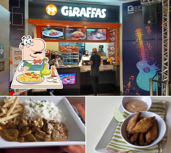 Esta é a ilustração apresentando comida e interior no Giraffas